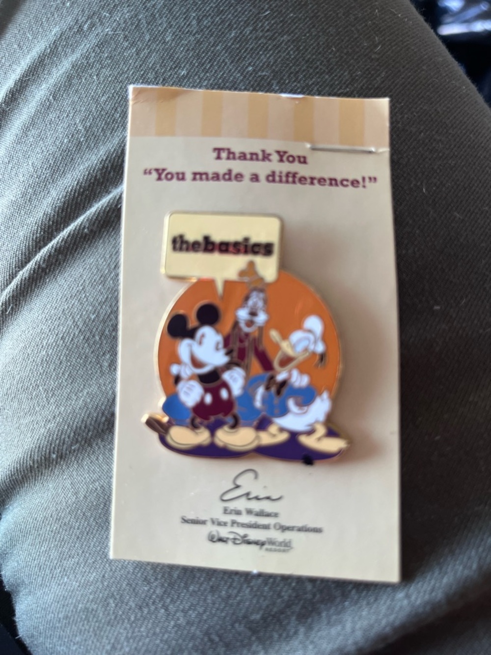 Disney Enamel Pin with Mickey, Goofy & Donald on Orange